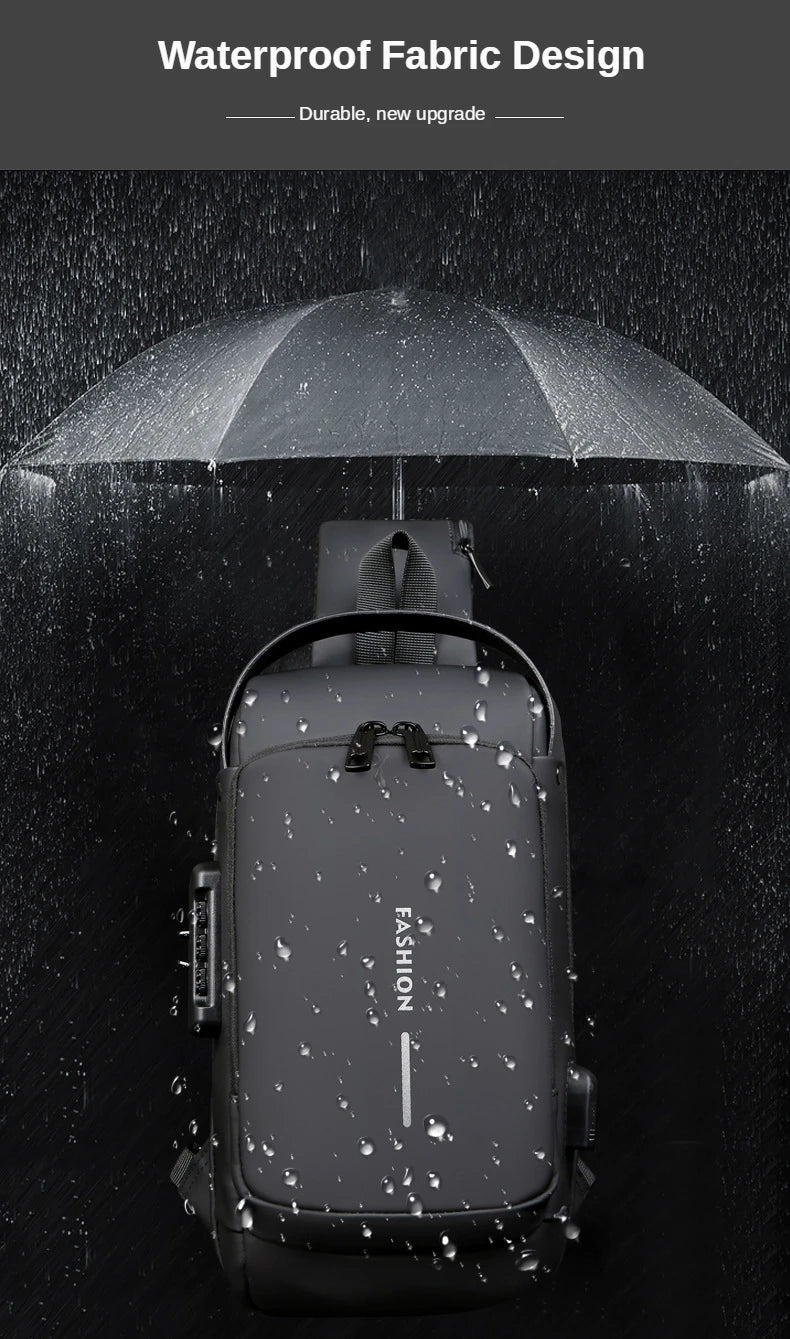 Sac à bandoulière antivol en cuir PU pour homme, sac de poitrine, classique, multifonctionnel, initié, créateur de marque, nouveau