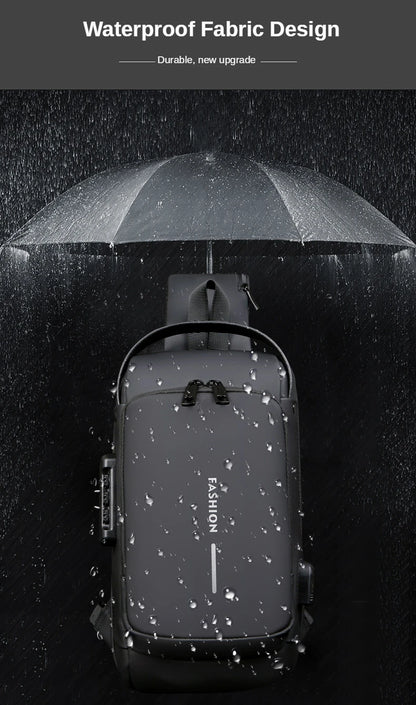 Sac à bandoulière antivol en cuir PU pour homme, sac de poitrine, classique, multifonctionnel, initié, créateur de marque, nouveau