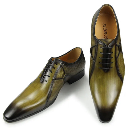 Chaussures en cuir Oxfords pour hommes, chaussures de bureau formelles, sociales, élégantes, à la mode, à bout pointu, pour fête de mariage, robe de bureau de haute qualité