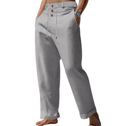 Pantalon de plage confortable en coton et lin pour hommes, sangle droite, haute qualité, décontracté, printemps et automne, nouvelle mode, 2025