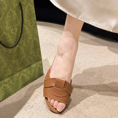 Offre spéciale femmes pantoufles à talons bas pantoufles confortables Sexy croix Peep orteil chaussures de luxe en plein air plage femmes respirabilité chaussures