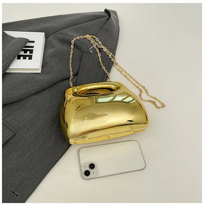 Sac à main hobo en acrylique doré pour femme, sac à main de plage transparent, sac à main de soirée, poignée supérieure ronde, fête de mariage, designer de luxe