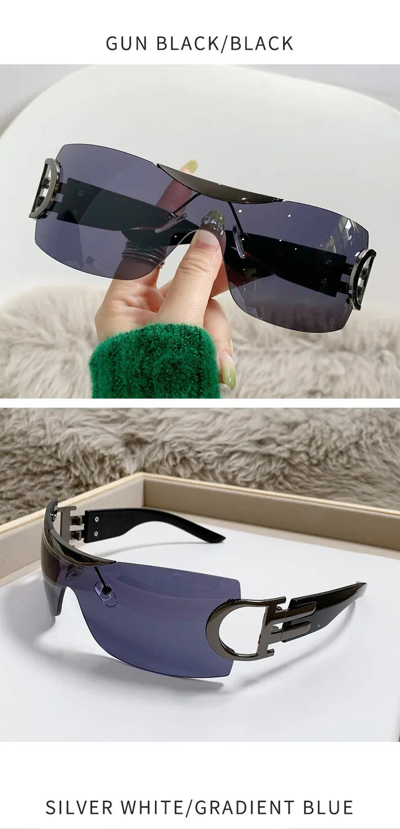 Lunettes de soleil Y2K sans monture pour femmes, lunettes de soleil sans cadre, nuances de chimshield, futuriste, respirant, unisexe, rond, mode