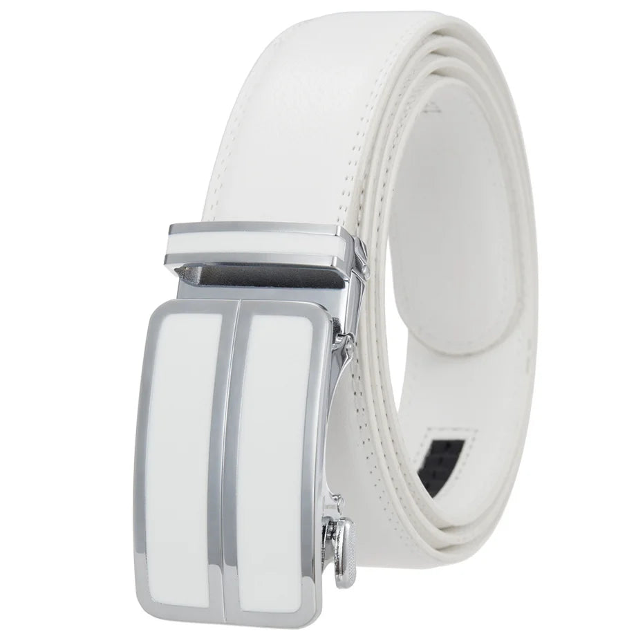 Plyesxale Black Khaki Blue Red White Leather Belt For Men Good Quality Mens Belts Luxury Automatic Buckle Waist Strap Male B1049