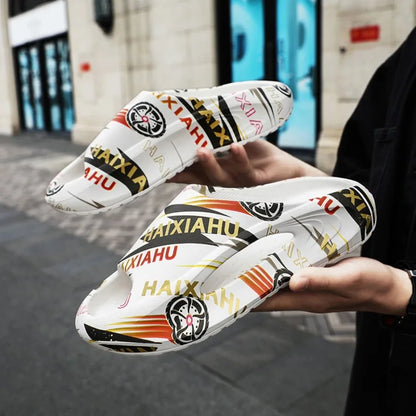 Plate-forme chaussures pour hommes nouveaux tongs d'été 2025 sandales respirant antidérapant amoureux hommes et femmes tout correspondant imprimé pantoufles hommes