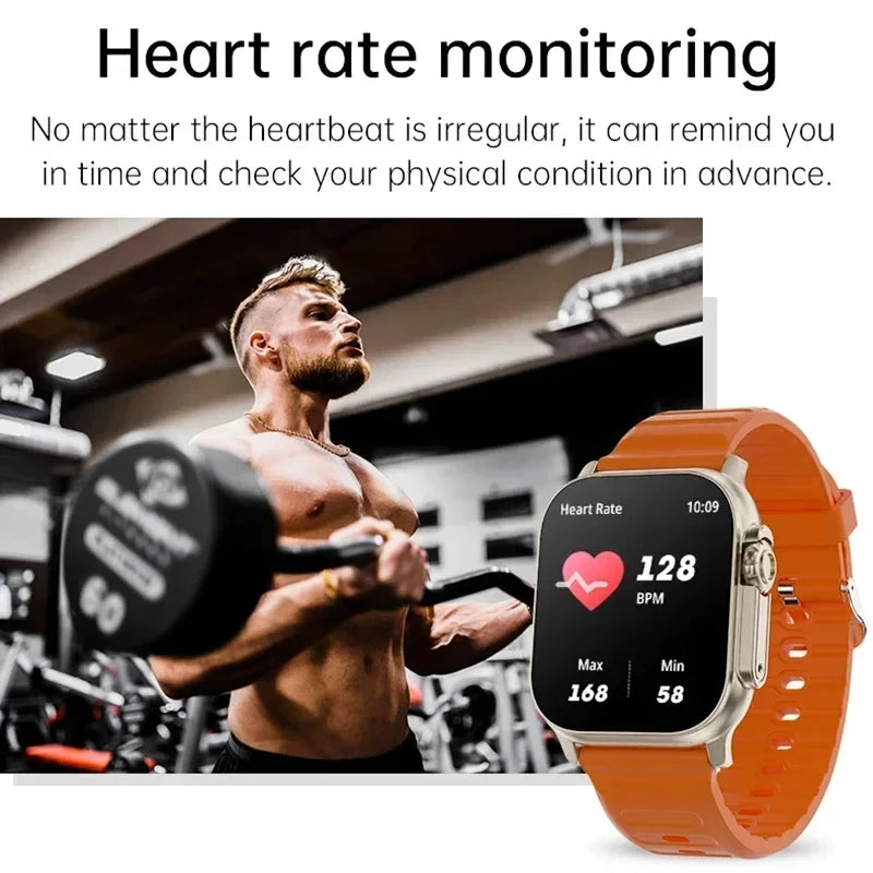 LAXASFIT-Montre connectée T900Ultra pour les hommes et les femmes, avec bluetooth, moniteur de fréquence cardiaque et de messages, pour les téléphones Android et iOS