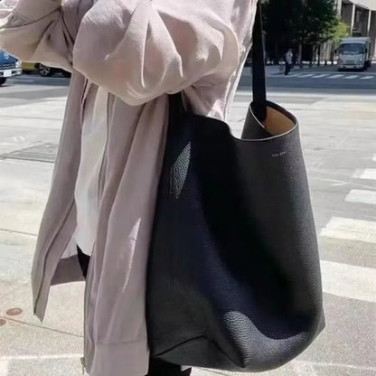 Sac à main en cuir véritable pour femmes, fourre-tout paresseux de grande capacité, sac à bandoulière simple, sac à dos de jour décontracté, sac de taille, sac seau