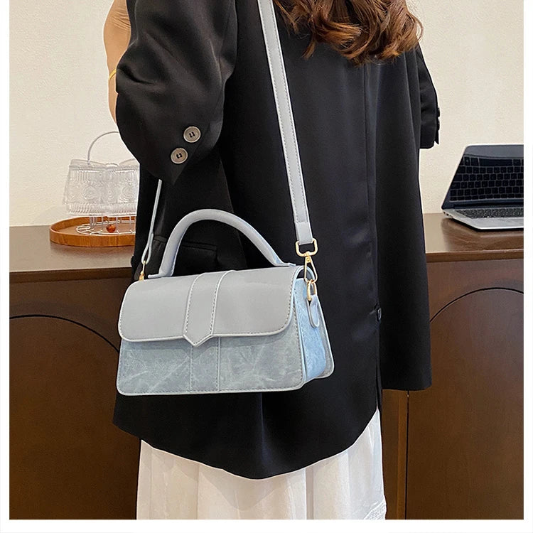 Sac à main en cuir PU pour femme, sac à bandoulière, sac sous les bras vintage, cartable carré, noir, mode initiée