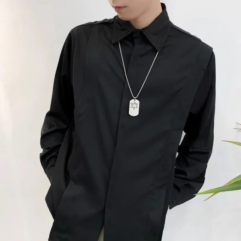 Chemise à manches longues CHRISTAMPain pour homme, grande taille, style Steampunk, Harajuku, Hip Hop, à revers, ChimDesigner