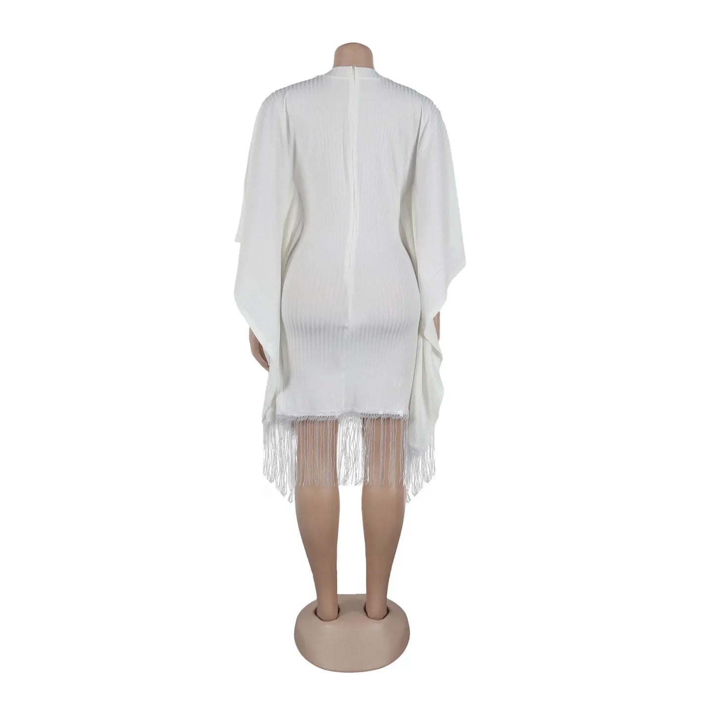 Robe mi-longue à pampilles en polyester à manches 3/4 pour femmes, tenues africaines élégantes, vêtements africains