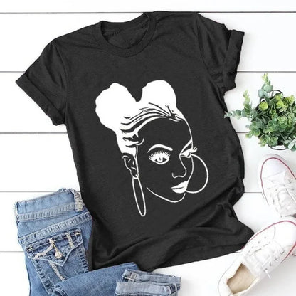 Fille africaine imprimer t-shirt femmes à manches courtes col rond t-shirt ample été femmes t-shirt hauts Camisetas Mujer