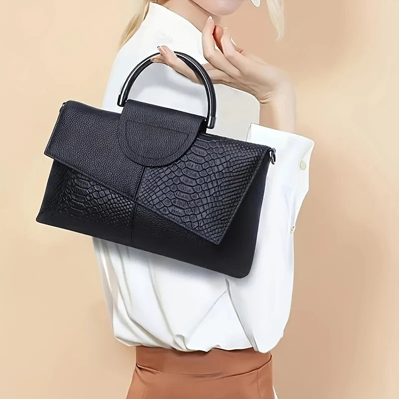 Sac à bandoulière en cuir synthétique PU pour femmes, sac à main et bourse à rabat à motif d'alligator pour dîner de mariage décontracté