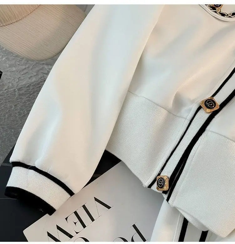 Printemps et automne haut de gamme sport décontracté ensemble femmes Western col en v haut pantalon à jambes larges deux pièces Setj Uicy Corture survêtement