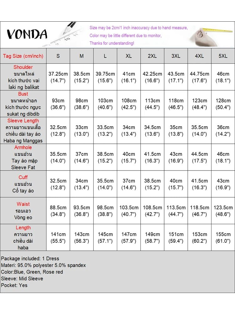 Grande taille femmes bohème Maxi Robe 2025 été imprimé longue Robe d'été VONDA plage fête robes demi manches décontracté Robe ample