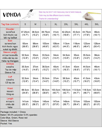 Grande taille femmes bohème Maxi Robe 2025 été imprimé longue Robe d'été VONDA plage fête robes demi manches décontracté Robe ample