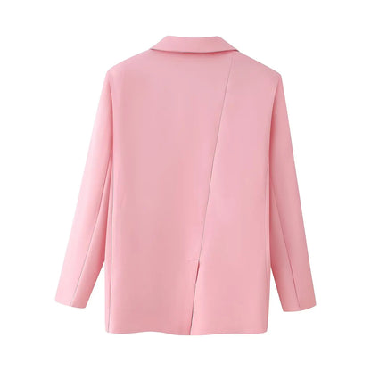 Le nouveau costume de sport pour femmes 2025 présente un cravate réversible à la mode et de grand style décontracté avec deux poches