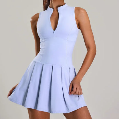 Robe de sport moulante à la taille pour femmes, vêtements de Tennis antidérapants avec fermeture éclair, jupe de course en plein air, Fitness, Tennis
