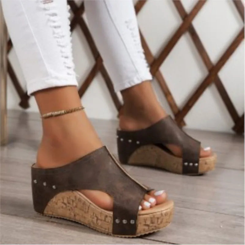 Mode femme chaussures d'été sandales sandales compensées pour femmes élégantes femmes sandales glisser Huaraches femme femmes talons chaussures