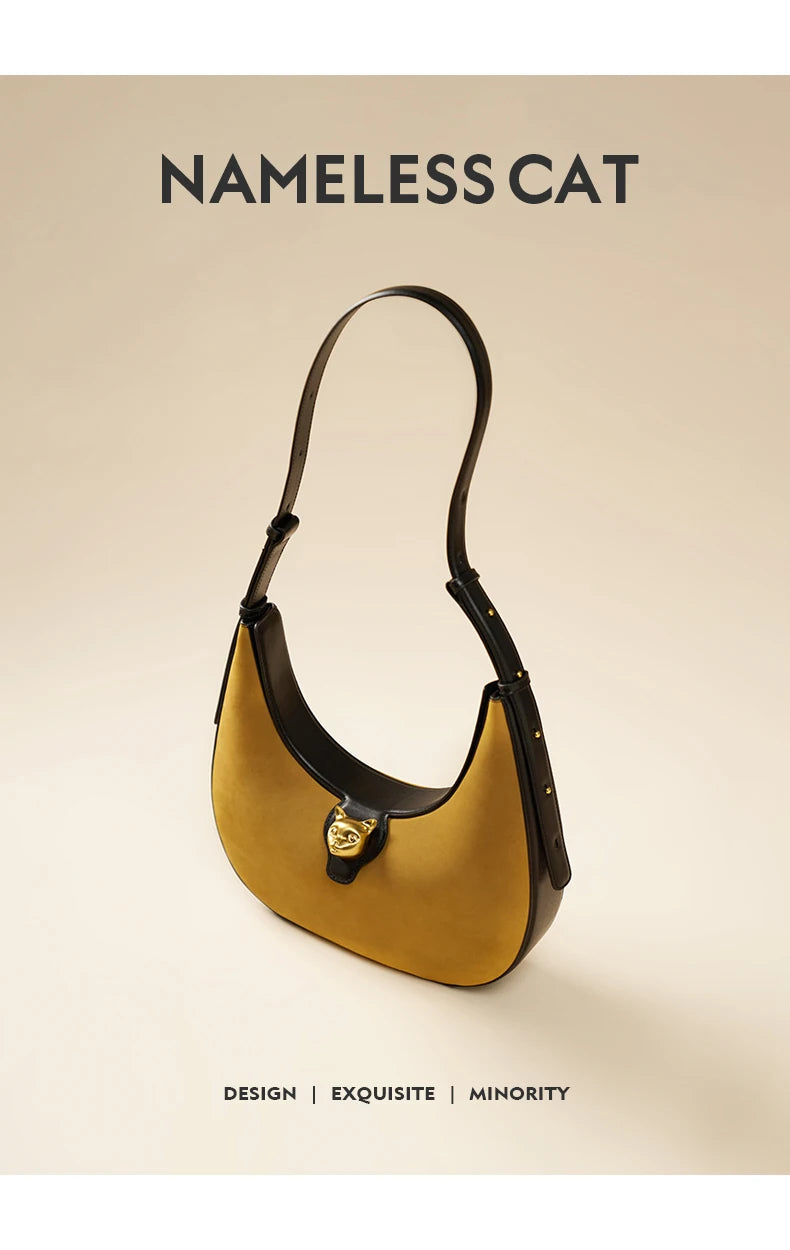 BAFELLI 2025 nouveau sac à main pour femmes série chat en cuir véritable marque de luxe mode rétro STYLE épaule HOBOS sacs à rabat femme