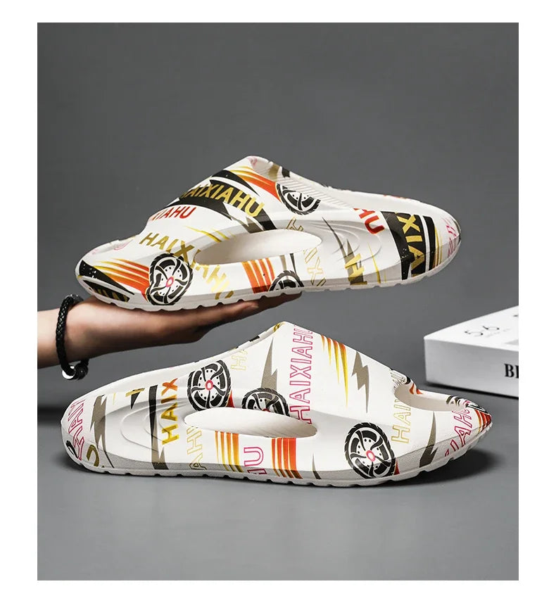 Plate-forme chaussures pour hommes nouveaux tongs d'été 2025 sandales respirant antidérapant amoureux hommes et femmes tout correspondant imprimé pantoufles hommes