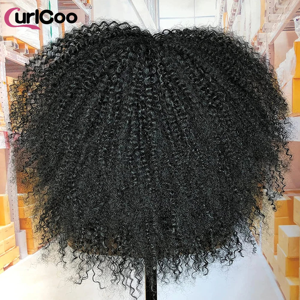 Perruque bouclée avec frange, perruque Afro bouclée pour femmes noires, perruque longue et moelleuse en Fiber synthétique pour fête quotidienne, Cosplay