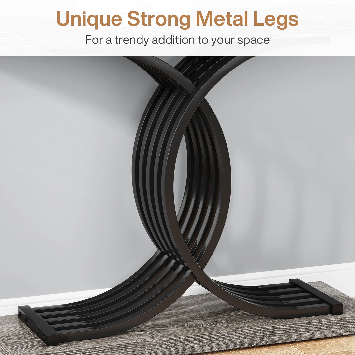 Tribesigns-Table d'entrée dorée, canapé moderne en imitation marbre, avec pieds géométriques en métal, 39 pouces