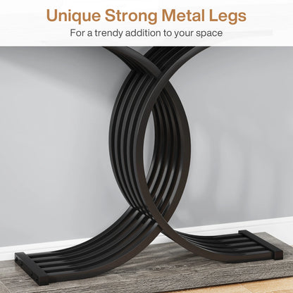 Tribesigns-Table d'entrée dorée, canapé moderne en imitation marbre, avec pieds géométriques en métal, 39 pouces