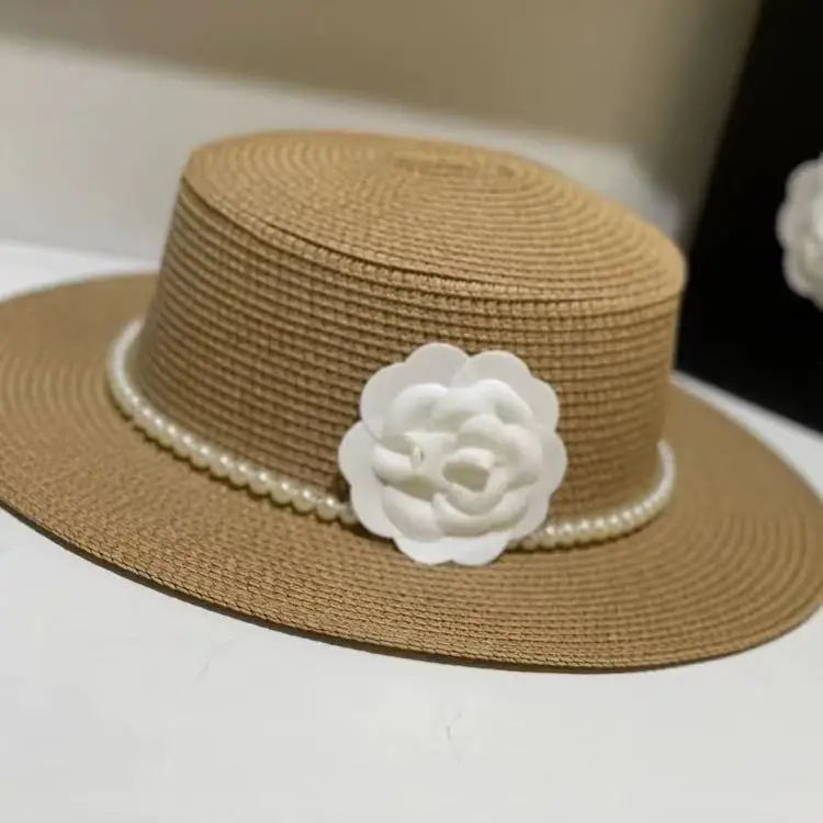 Chapeau plat d'été pour femmes, nouveau style, chapeau de soleil, de plage, de mariage, de thé, élégant, avec coiffure en perles, 모자