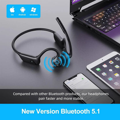 Écouteurs Bluetooth à Conduction d'air à oreille ouverte eppfun, microphone à flèche aptX-LL et bouton de sourdine, pour la conduite, les appels téléphoniques, le bureau