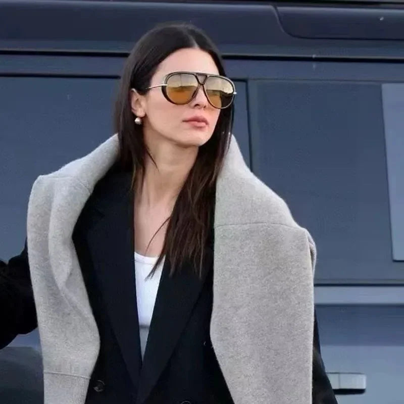 Marque de luxe concepteur surdimensionné pilote lunettes de soleil femmes pour hommes 2025 populaire Vintage lunettes de soleil Punk Double pont lunettes