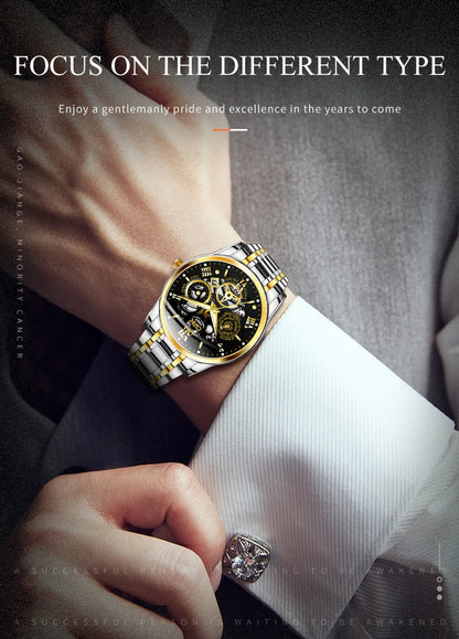 OPK8135-montre pour hommes, bracelet en acier avec lueur nocturne étanche