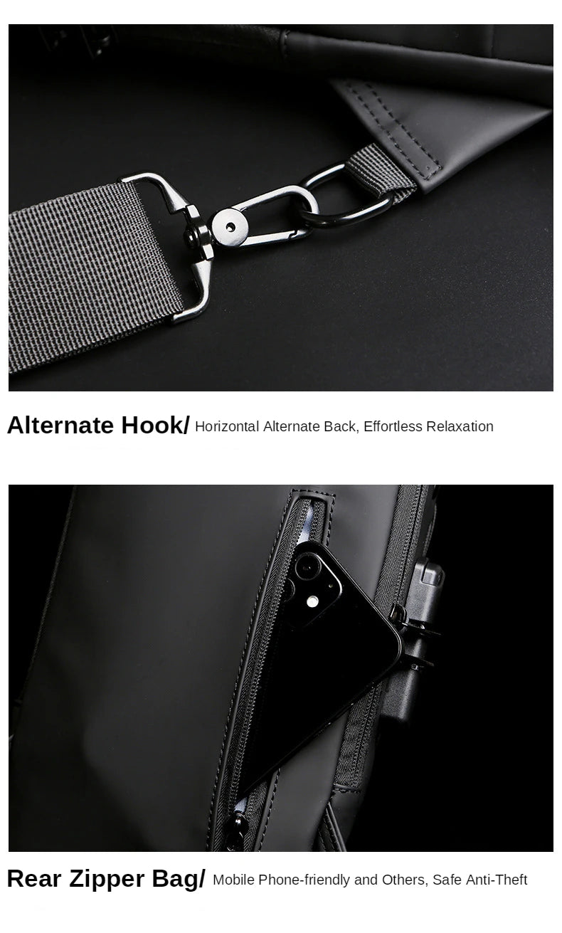 Sac à bandoulière antivol en cuir PU pour homme, sac de poitrine, classique, multifonctionnel, initié, créateur de marque, nouveau