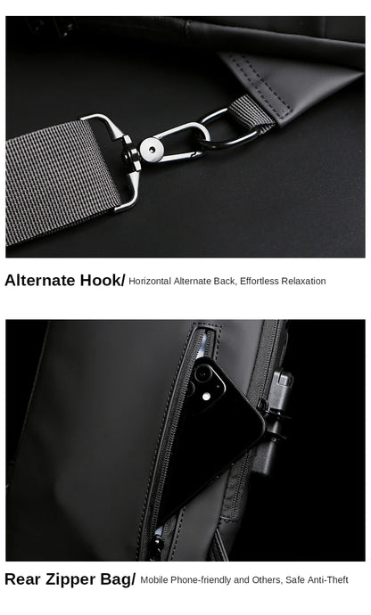 Sac à bandoulière antivol en cuir PU pour homme, sac de poitrine, classique, multifonctionnel, initié, créateur de marque, nouveau