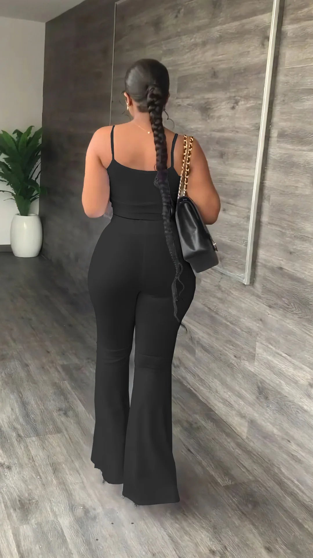 Haut court à bretelles spaghetti et pantalon évasé adt pour femmes, olympiques décontractés, ensemble deux pièces monochromes simples, tenues d'été sexy