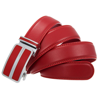 Plyesxale Black Khaki Blue Red White Leather Belt For Men Good Quality Mens Belts Luxury Automatic Buckle Waist Strap Male B1049
