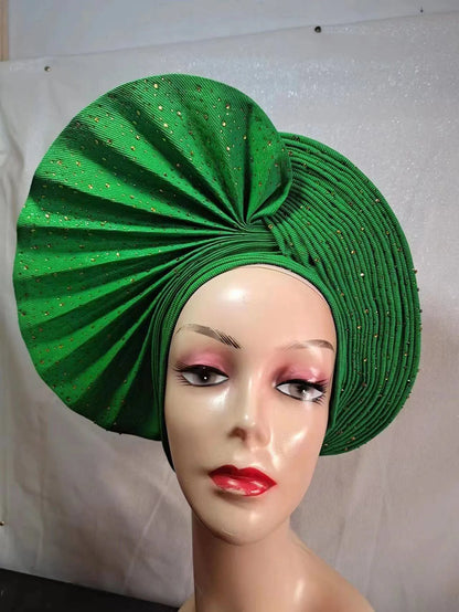 Turban de tête musulman pour femmes, Gele africain violet, casquettes déjà fabriquées, Auto Aso Oke, cravate de sauna Gele, chapeau rond pour dames, Z620-2 de fête