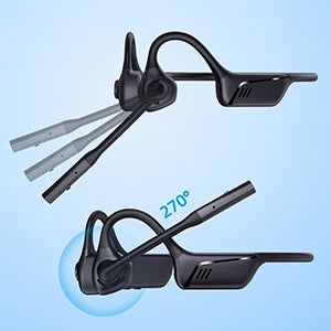 Écouteurs Bluetooth à Conduction d'air à oreille ouverte eppfun, microphone à flèche aptX-LL et bouton de sourdine, pour la conduite, les appels téléphoniques, le bureau