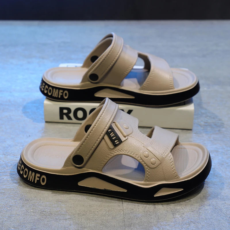 Sandales d'été Eva pour hommes, pantoufles à la mode, légères, douces, plates, antidérapantes, pour l'extérieur, la plage, à bout ouvert