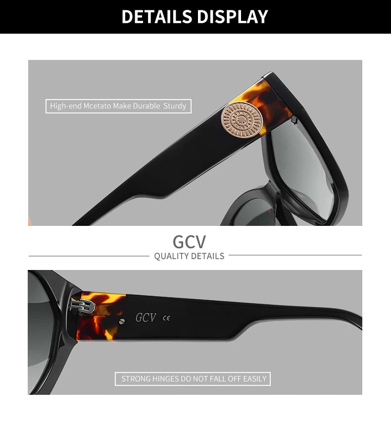 GCV marque acétate apparence brevet Design femmes papillon rectangulaire Triangle lunettes de soleil polarisées UV400 mode
