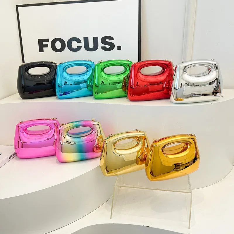 Sac à main hobo en acrylique doré pour femme, sac à main de plage transparent, sac à main de soirée, poignée supérieure ronde, fête de mariage, designer de luxe