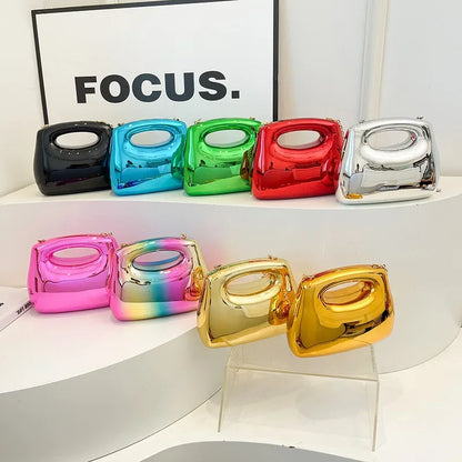 Sac à main hobo en acrylique doré pour femme, sac à main de plage transparent, sac à main de soirée, poignée supérieure ronde, fête de mariage, designer de luxe