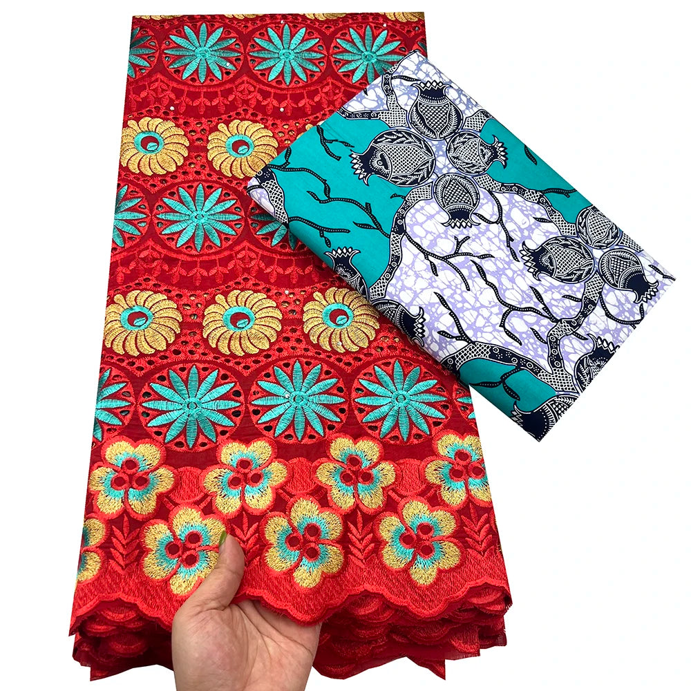 Tissu africain en dentelle de Voile suisse, 2.5 + 3 yards, véritable cire pour coudre une robe de soirée, nouvel arrivage