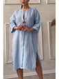 Robe longue en lin à manches longues pour femmes, robes élégantes, robe éducative, été décontracté, monochromatique, fête de documents, Y2K, été 2024
