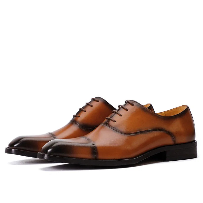 Chaussures en cuir formelles pour hommes, chaussures d'affaires britanniques décontractées Oxford confortables pour mariage en cuir véritable