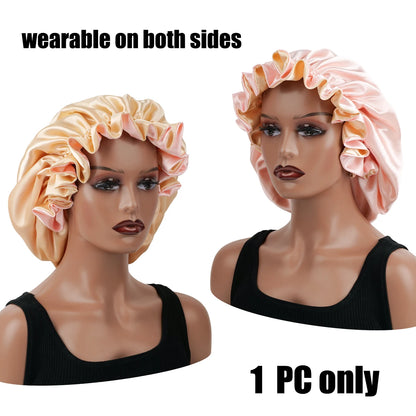 Bonnet de cheveux minimaliste Double couche en Satin, 1 pièce, bonnets de sommeil pouvant être portées des deux côtés, casquette polyvalente pour hommes/femmes