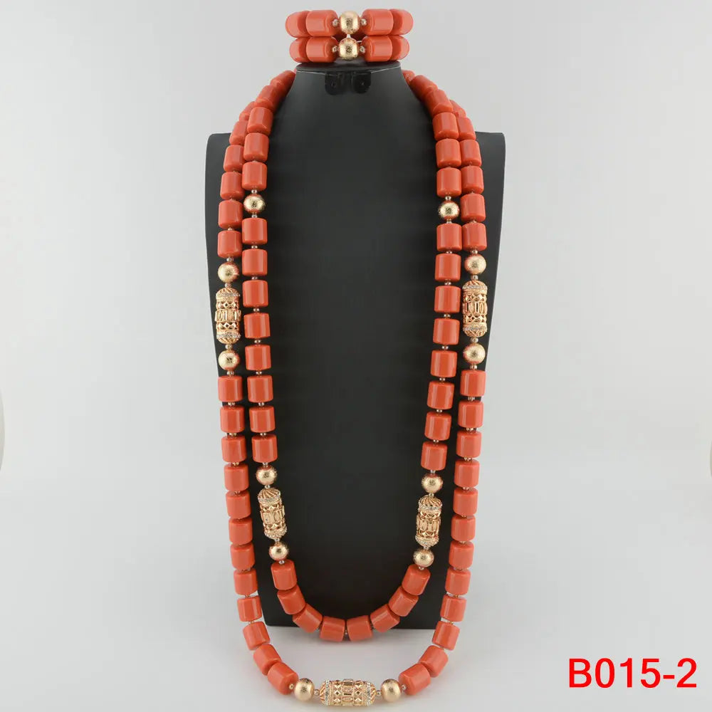 Ensemble de bijoux de mariée en corail artificiel, ensemble de colliers de perles africaines et nigérianes