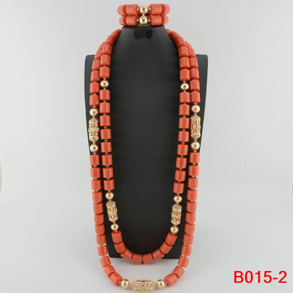 Ensemble de bijoux de mariée en corail artificiel, ensemble de colliers de perles africaines et nigérianes