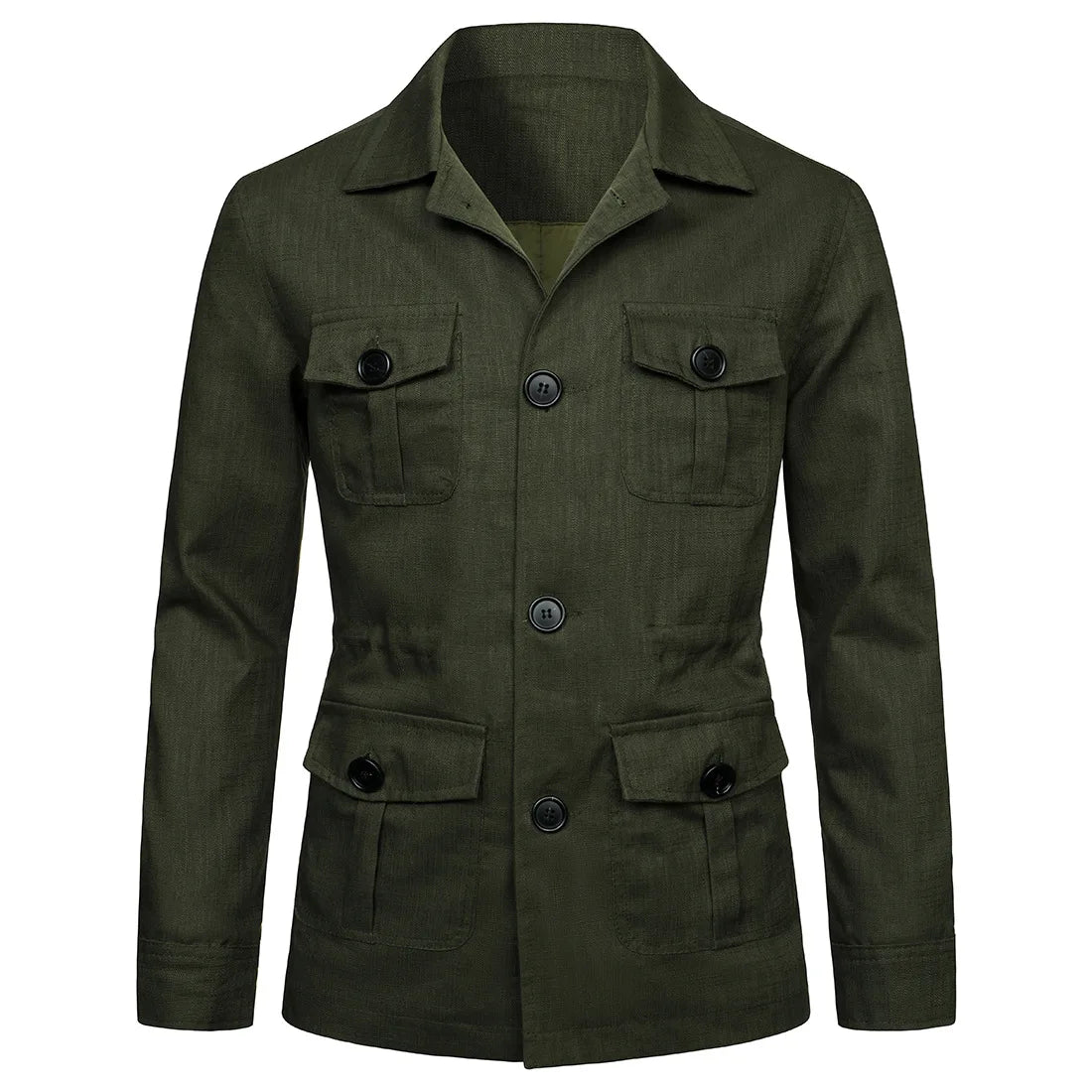 Hommes manteaux Safari veste lin britannique rétro Gentry costume poches vêtements d'extérieur mode couleur unie mâle hauts Ropa Hombre