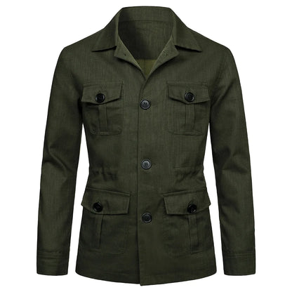 Hommes manteaux Safari veste lin britannique rétro Gentry costume poches vêtements d'extérieur mode couleur unie mâle hauts Ropa Hombre