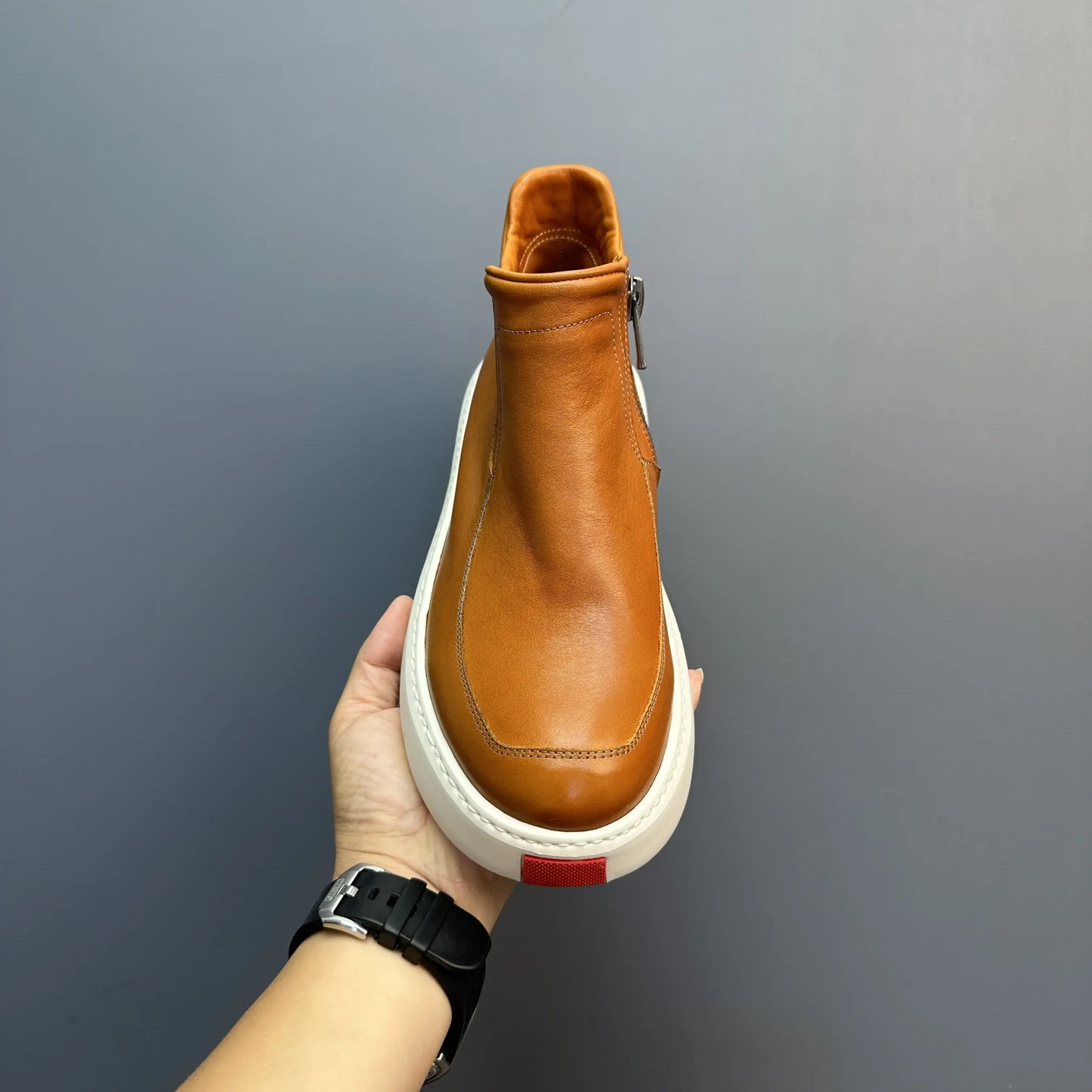 Bottes courtes montantes en cuir véritable pour hommes, chaussures décontractées, semelle optique rétro, printemps et automne, nouveau, 2025
